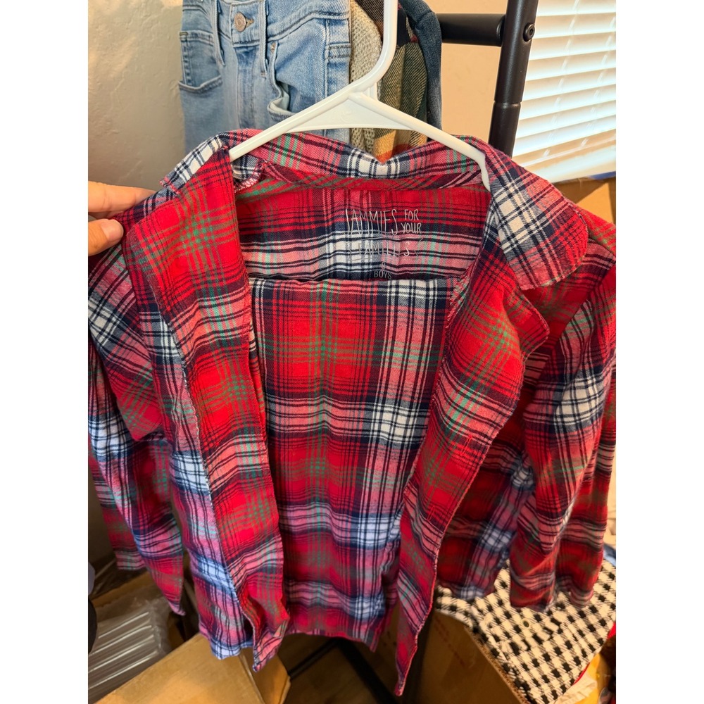 Jammies For Your Families Boys Red Plaid Flannel Pajama Two Piece Set